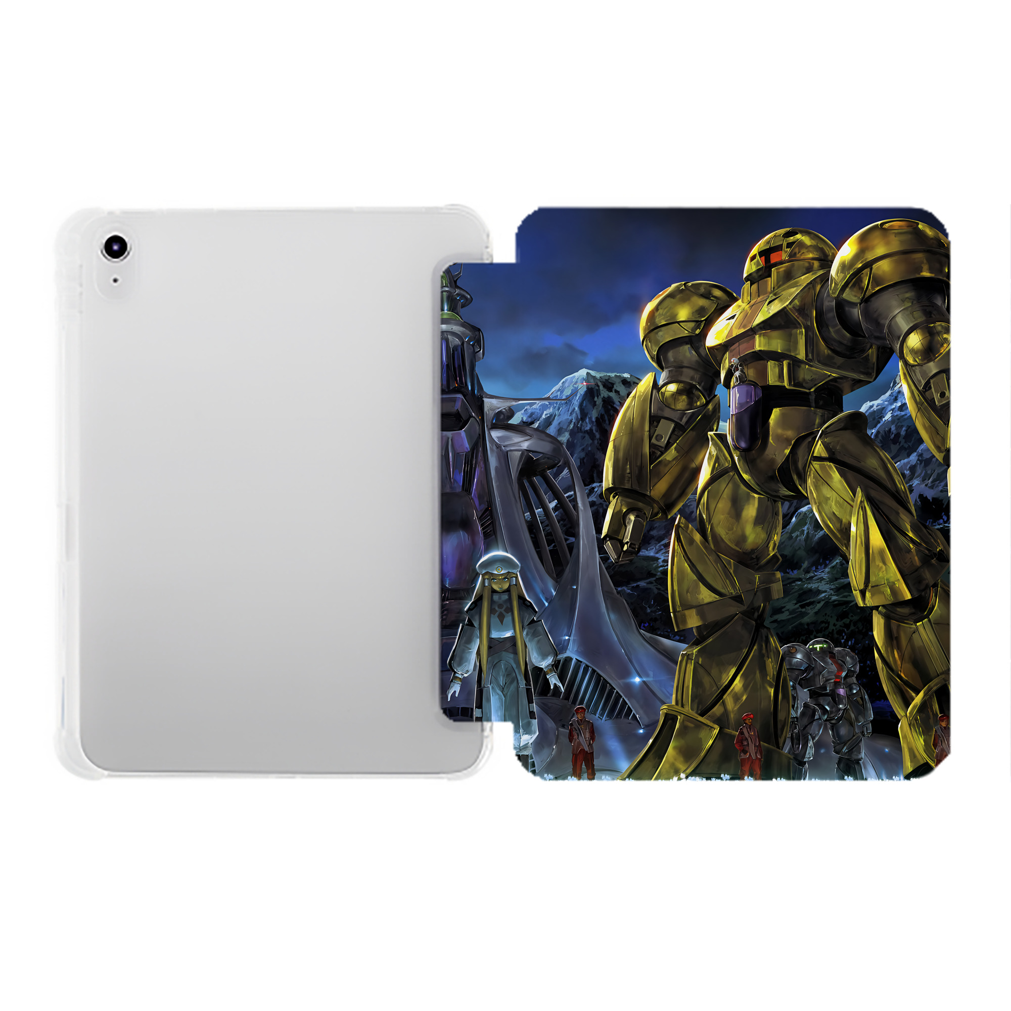 （画像用） 機動戦士ガンダム Mobile Suit Gundam IPad ケース ペン収納付き 三つ折りスタンド PUレザー×シリコン 対応機種9.5/10.5/10.9インチ
